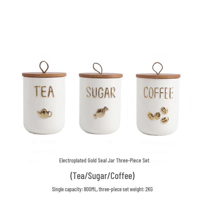 Lilang Gold-Plated Ceramic Storage Jar 3-Piece Set