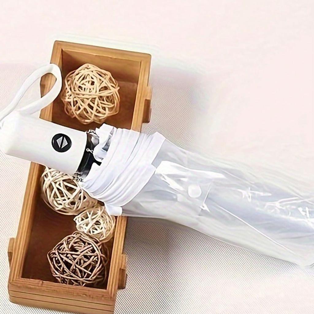 1 Fully Automatic , Outdoor Triple Fold Rainproof Visual Transparent Umbrella for Outdoor Windproof Household Daily Necessities