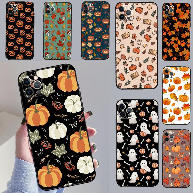 Autumn Leaves Fall Pumpkin Halloween Case For iPhone 14 Pro Max 16 15 11 12 13 17 Pro Max mini 15 16 Plus 16e 17 Air Phone Cover