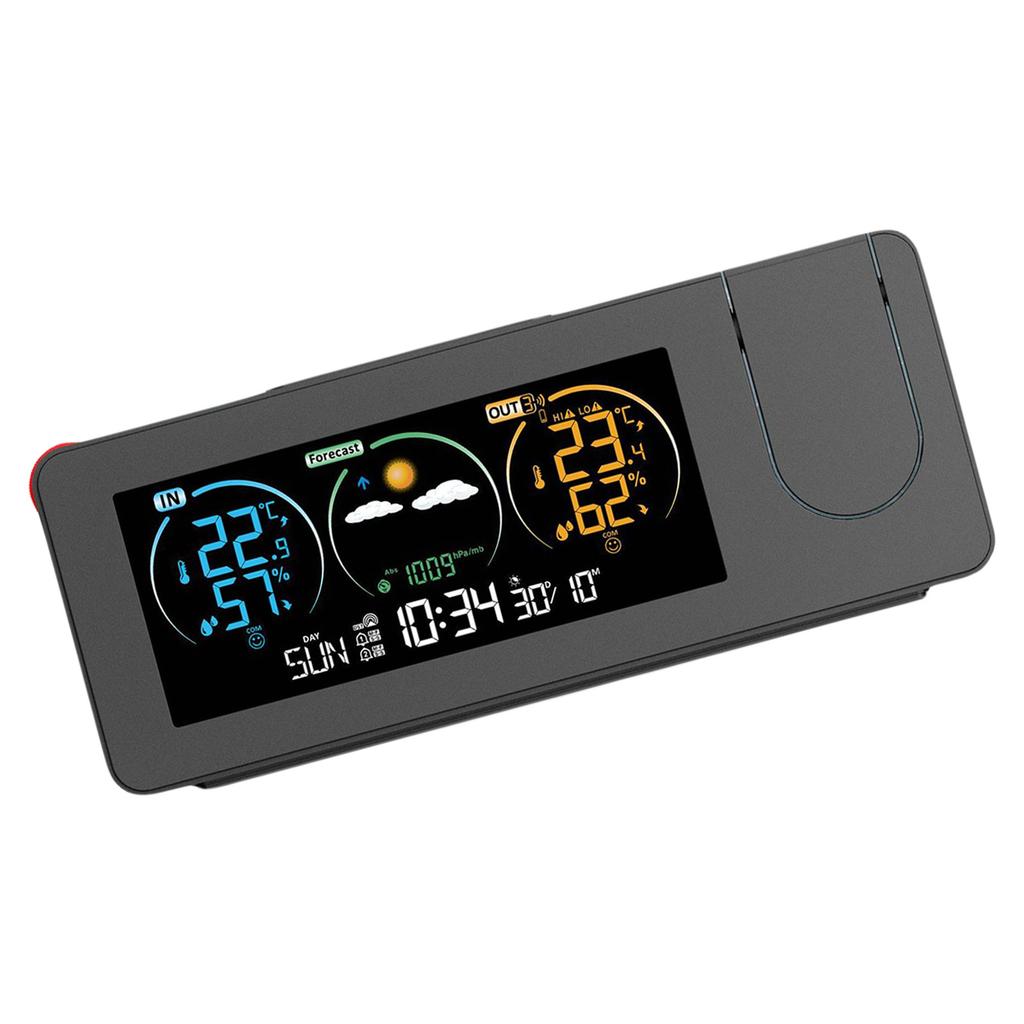 Modern Projection Digital Alarm Clock with Temperature and Humidity Display Remote Sensors for Students and Professional