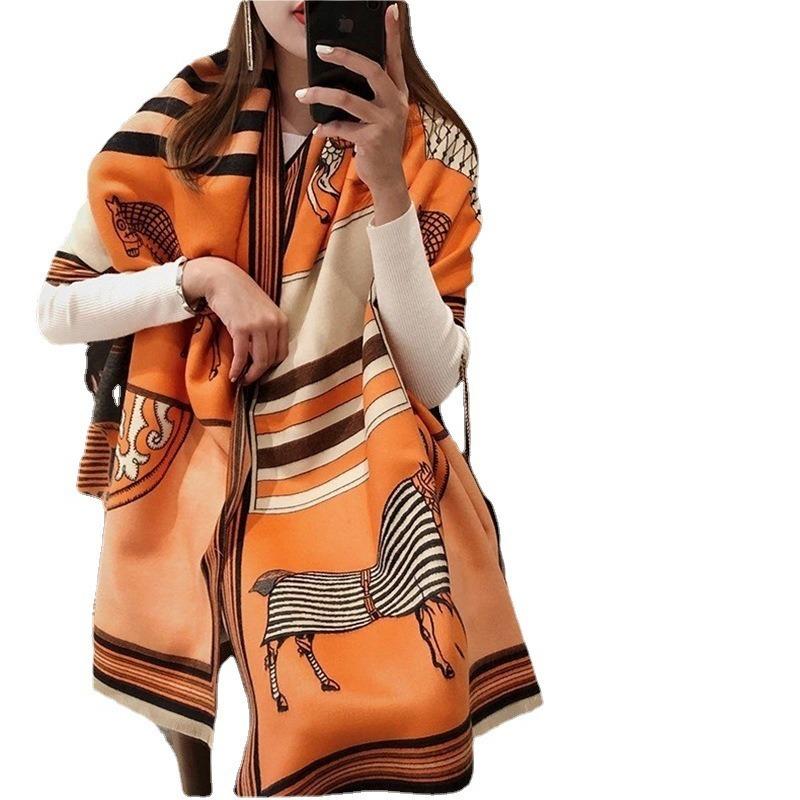 New scarf female, imitation cashmere autumn and winter horse double-sided shawl thickened warm scarf