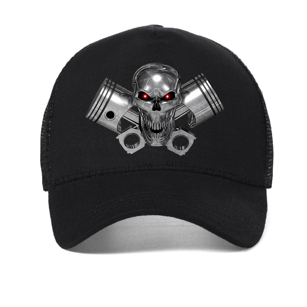 Creative Printing Steel Mechanical Skull Hat Cool Motorcycle Engine Piston Baseball Cap Adjustable Hats For Man