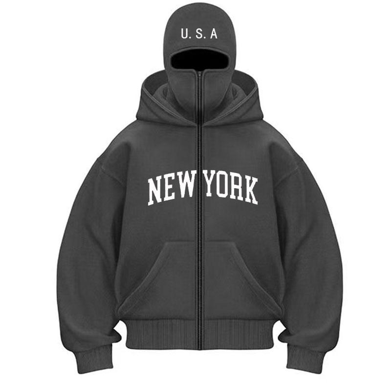 2025 Spring and Autumn Men's Hoodies Integrated Hoodie Ninja Hoodie Hip Hop Splicing Y2k Retro