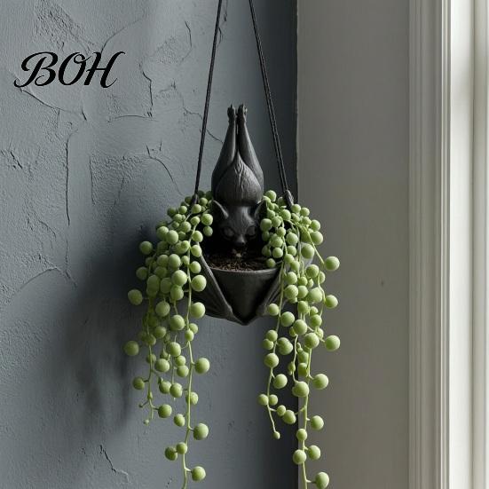 Support de Plante Paysager Distinctif Pot Suspendu en Forme de Chauve-souris, Pot Gothique pour Intérieur Extérieur Jardin Ambiance Mystérieuse Décoration Murale d'Exposition, Unique