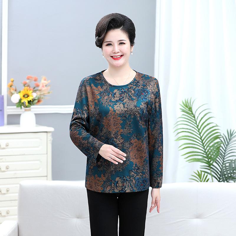 Übergröße 7XL Herbst Langarm Oberteil für Mütter mittleren Alters und ältere Damen