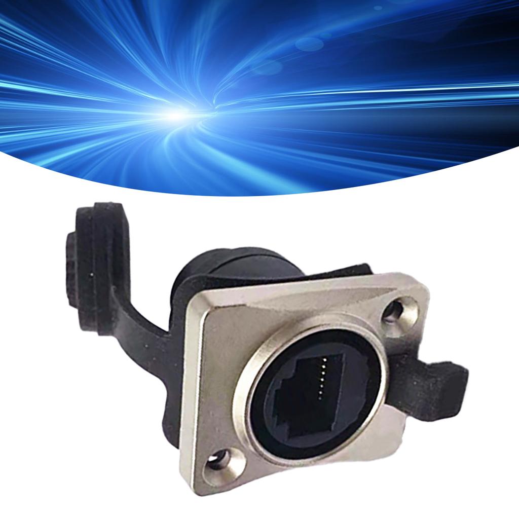 RJ45 Female Pass Through Connector with Cap Waterproof Stable Data Transmission Copper Industrial Network Socket Silver