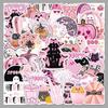 50PCS Pink Halloween Graffiti Stickers: Cartoon Decorations for Suitcases, Water Bottles, and Phones