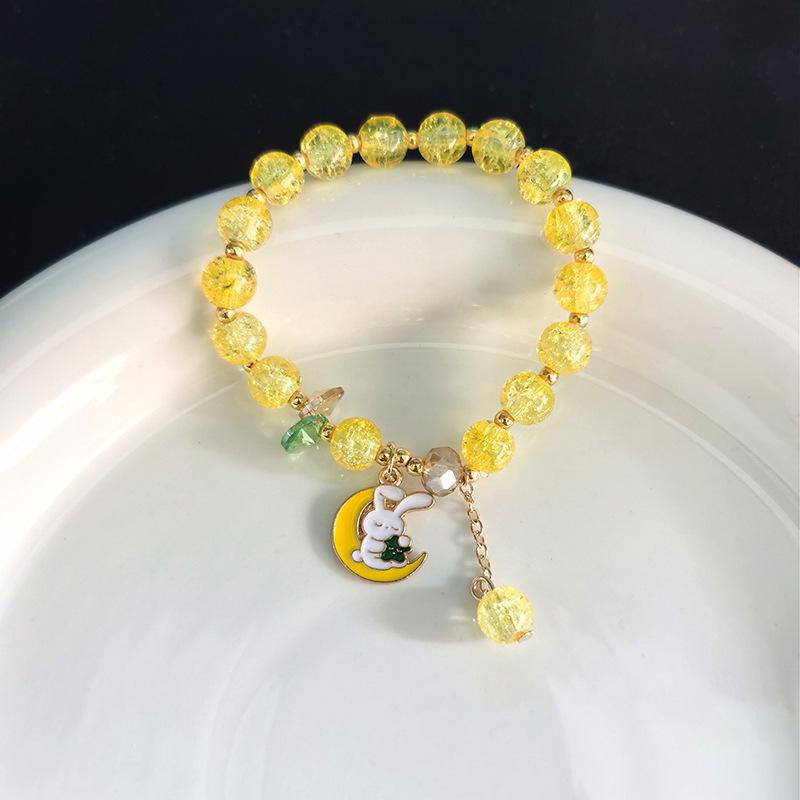 Sanrio Popcorn Crystal Beaded Bracelet: Strawberry Bear & Kuromi Cartoon Charm - Perfect Christmas Gift for Besties