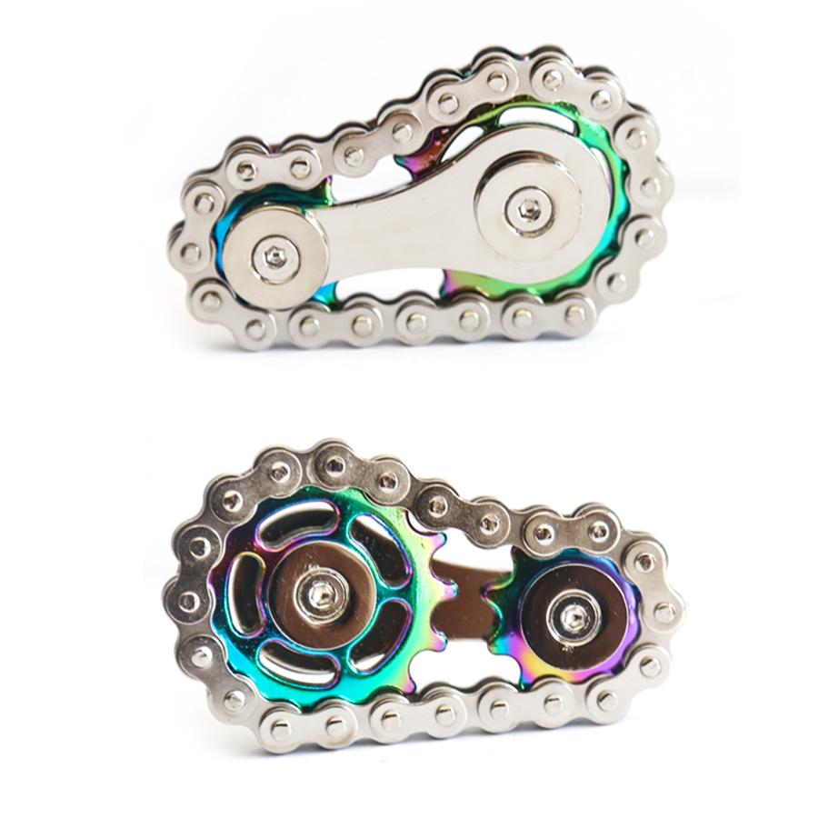 Stress Relief Metal Bike Chain Fidget Spinner - Anti-Anxiety Finger Toy for Adults, Unique Desk Toy Gifts for Men