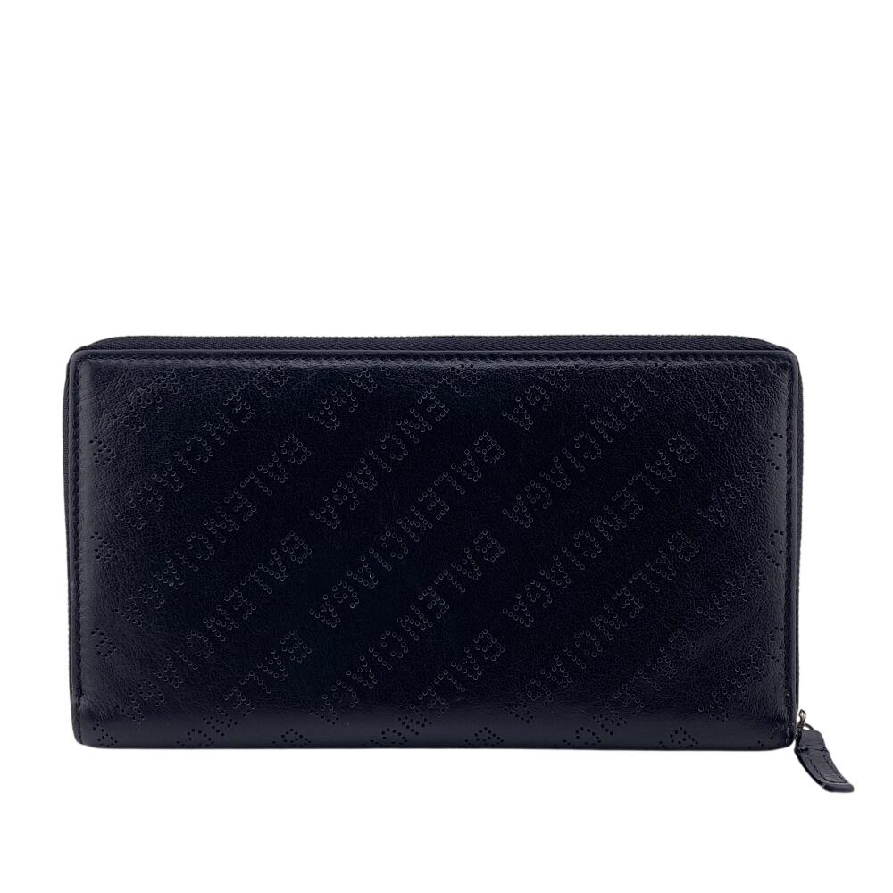 BALENCIAGA 594317 Round zip wallet Overall handle leather Every day Purse black leather mens Used