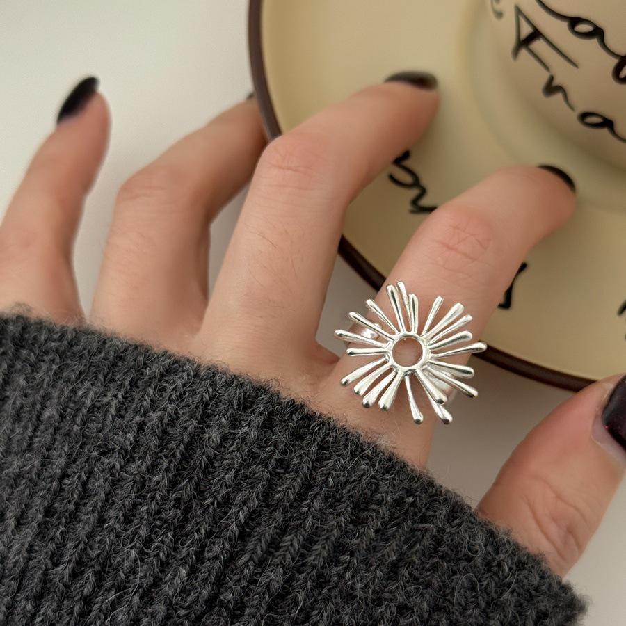 925 Sterling Silver Retro Brushed Open Finger Ring - Women's High-End Niche Light Luxury, Trendy and Non-Fading.