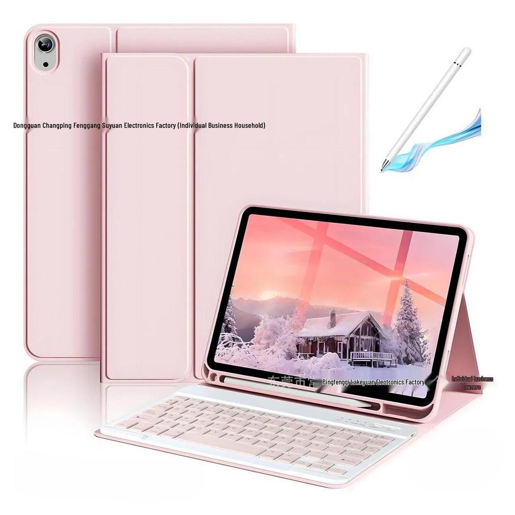 iPadA16 Tablet Case with Colorful Pink Backlit Bluetooth Keyboard for 11-inch