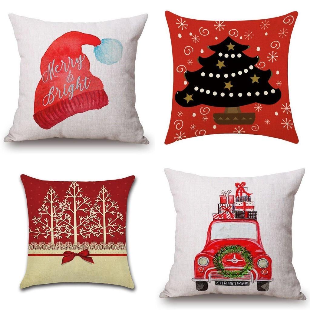 Beautifully Crafted Christmas Xmas Linen Cushion Cover Perfect For Holiday Home Decor