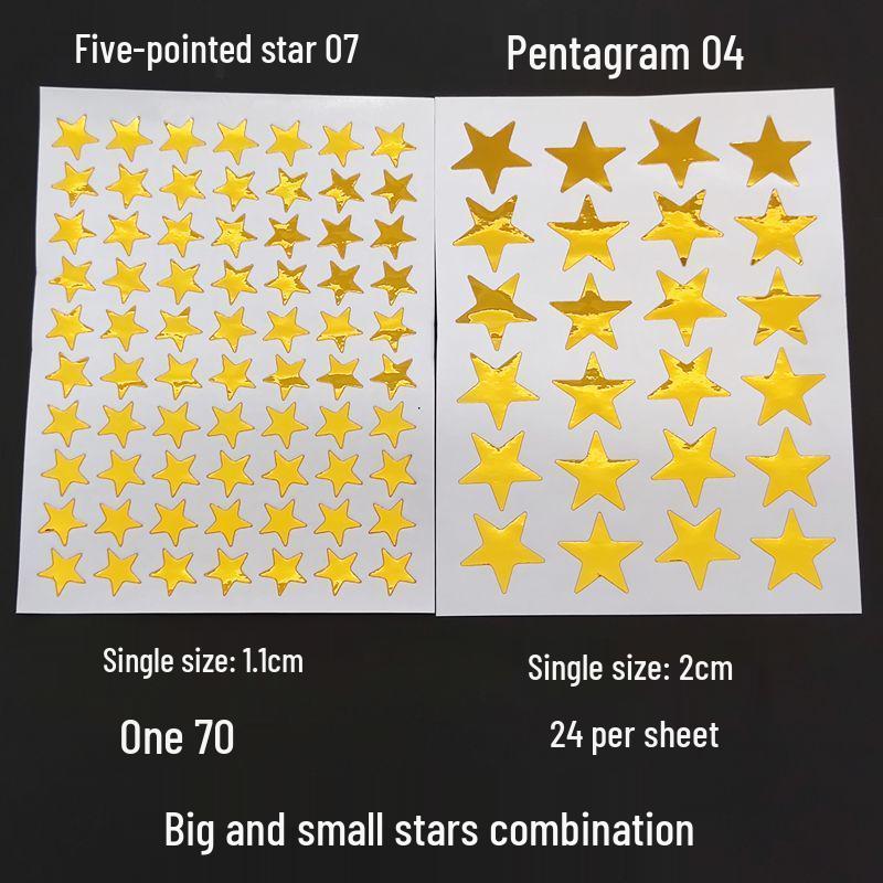Golden Star and Flower Reward Stickers for Children - Ideal for Kindergarten Praise