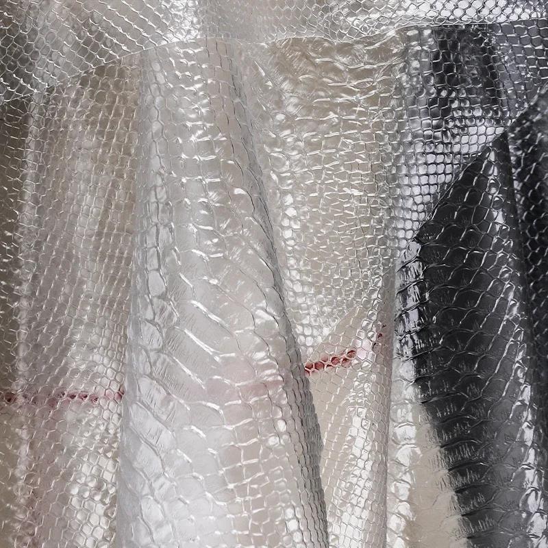 

Transparent/Frosted TPU Waterproof Fabric Snake Skin Pattern Tarp Creative Bottoming Shirt Skirt Clothing Fabric for DIY Sewing прозрачный