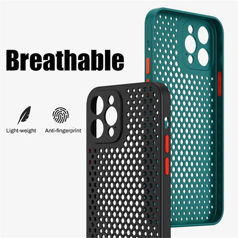 Warmteafvoer Ademend Koelhoesje Voor iPhone 16 15 14 13 12 11 Pro Max XR XS Max X 7 8P 6s 14 15 Plus Zachte Siliconen Schokbestendige Bumperhoes