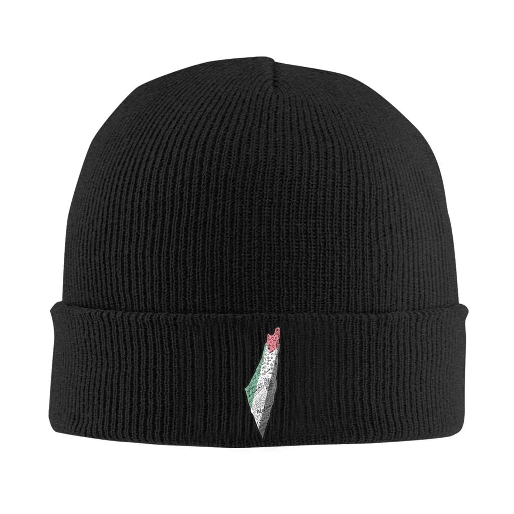 Palestine Arabic Calligraphy Art Drawing Bonnet Hats Palestinian Flag Beanie Hats Autumn Knitting Hat FeUnisex Unisex Head Wrap Cap
