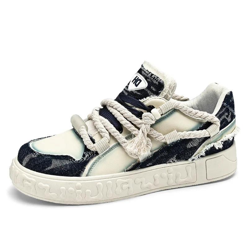 Men's Platform Lace Up Shoes Flat  Autumn Thick Soles Sport Tennis Shoes Student Casual Vulcanized Shoes Zapatos