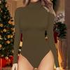 Women's One-piece T-shirt Slim Long Sleeve Half High Neck Solid Color Jumpsuit Top