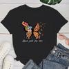 (Premium T-shirt)New Butterfly Don'T Just Fly Soar Letter Printed T-Shirts For Female Summer Tee Shirt Casual Short Sleeve