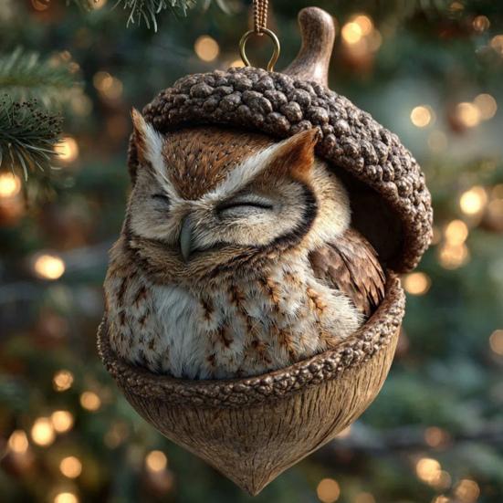 Forest Animal Acorn Ornaments Cozy Woodland Christmas Ornaments 2D Rustic Holiday Decorations for Tree Wreath Nature-Inspired Gifts