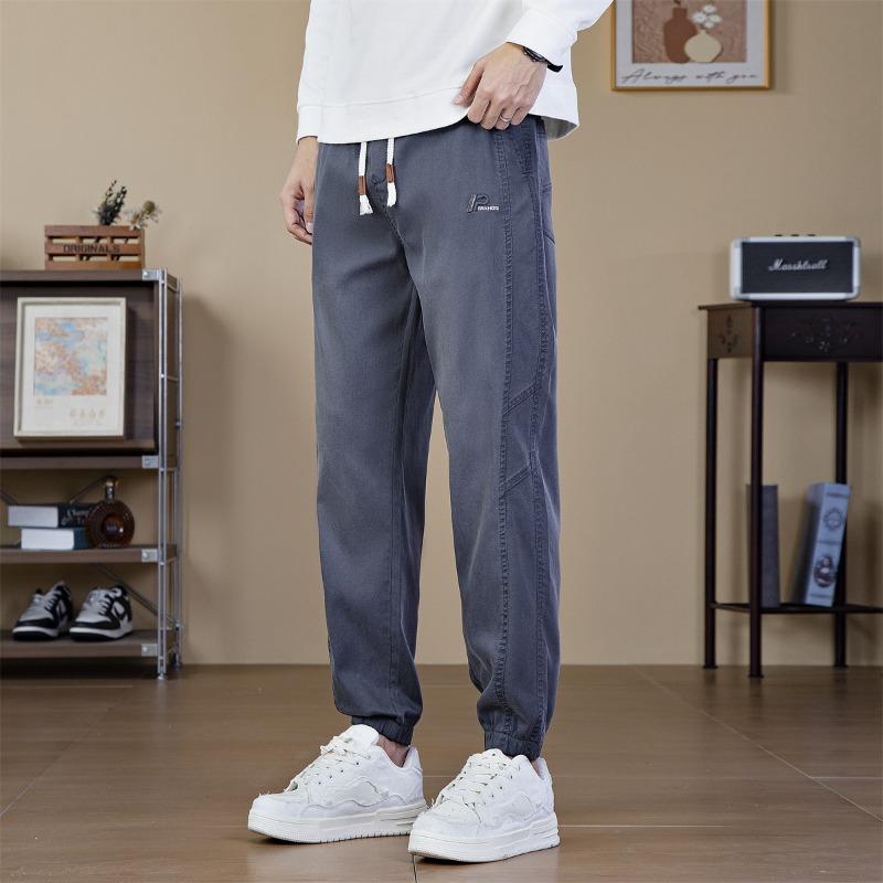 Pants Men's New Men's Casual Pants Trendy Versatile Loose and Skinny Tie Feet Elastic Comfortable Elastic Waist Men's Pants