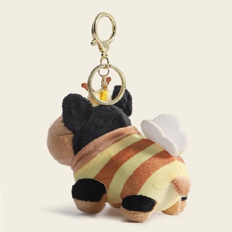 Bees Dog Plush Key Chain Fashionable Animal Keychain Bag Pendant Ornament Phone Hanging Decoration for Trendy Girls