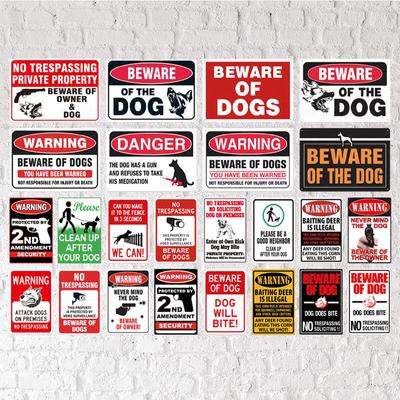 Beware Of Dog Sign Warning Metal Sign Guard Dog Sign Wall Decor Yard Sign No Trespassing Metal Dog Signs