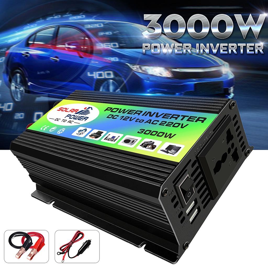 3000W DC12V zu AC 220V Auto Stromrichter Konverter Ladegerät Adapter Dual-USB Spannungswandler Konverter Modifizierter Sinuswellen-Wechselrichter