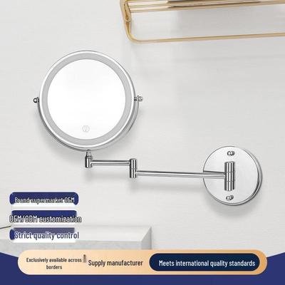 Wall-Mounted Rechargeable Lighted Folding Vanity Mirror - Double-Sided Magnifying LED Makeup Mirror