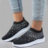 Fashion New Shining Crystal Flats Women Spring Breathable Knit Platform Sneakers Woman Comfortable Soft Bottom Non-slip Sports Shoes