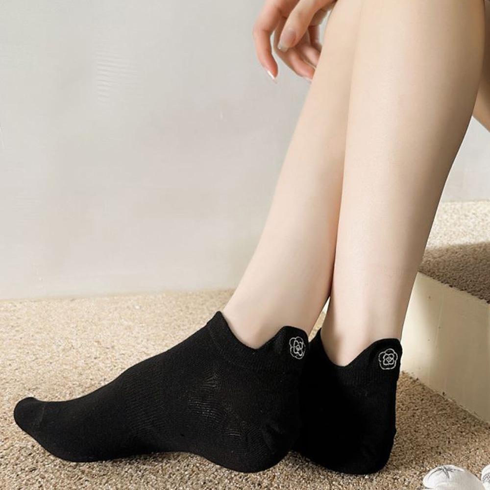 3 Paar Kawaii Blume Tier Stickerei Schwarze Socken für Damen Kurz Sport Luxusmarke Designer Socken Set Weiblich Frühling Sommer