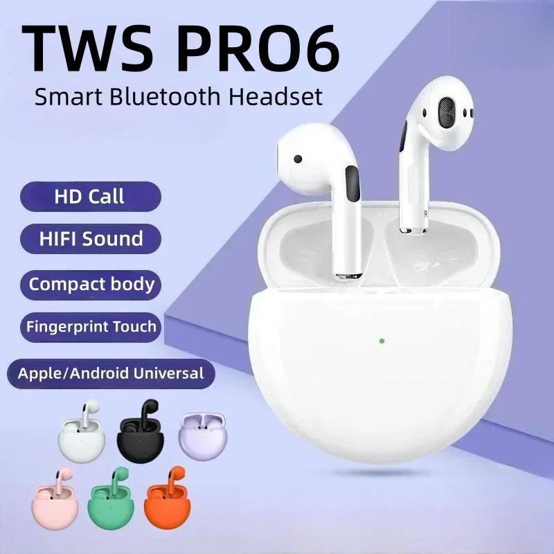 Căști wireless originale Air Pro 6 TWS Căști Bluetooth Fone Căști pentru microfon Căști intraauriculare Pro6 Căști sport căști pentru Xiaomi