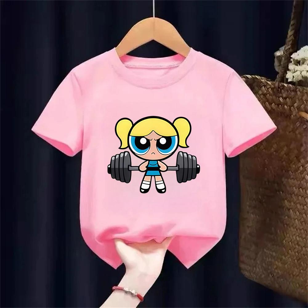 Girls Super Powerful Blouse Training Streetwear Tshirt Kids Shirt Academy Fitness Tshirt