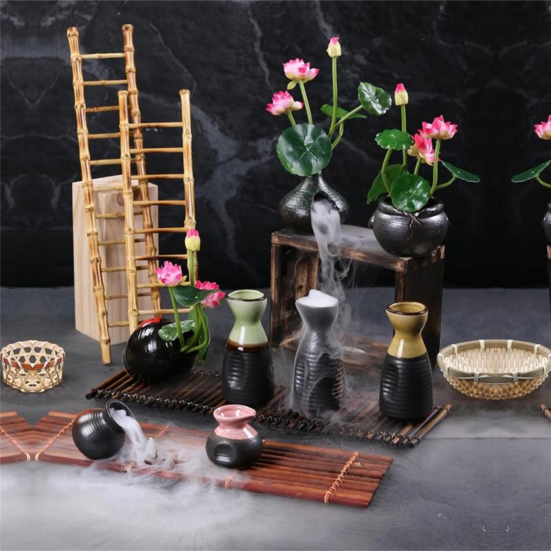 Japanese sashimi decorations Sushi bamboo chops Artistic conception flowers plants Seafood pose making sushi boat rice mold-B