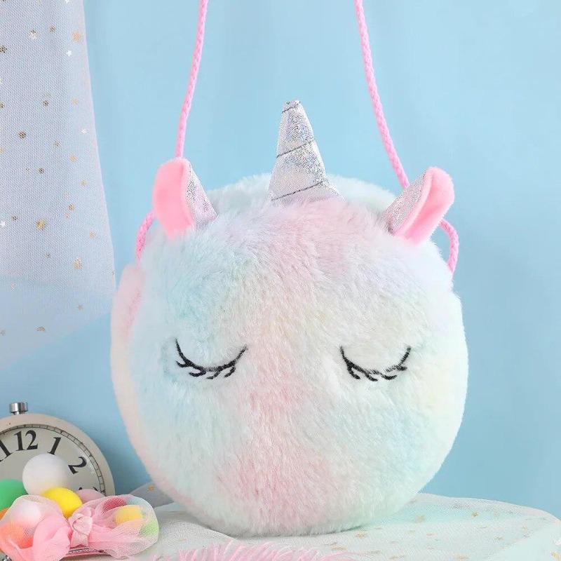 Fashion Children Girls Shoulder Bag Cute  Animals Messenger Bag Kids Keys Coin Purse Cute Princess Mini Handbag Plush Toy