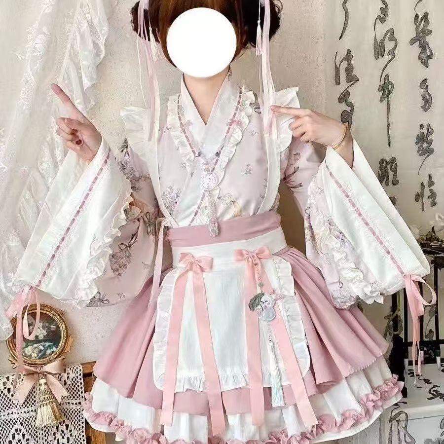 Lolita Styl Modifikovaný Hanfu Oblek Gradientní Barva Oblek s Krátkou Sukní