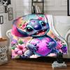 1ks Veselý Stitch deka Lehká flanelová přehoz na pohovku postel cestování kempování obývací pokoj kancelářská pohovka křeslo