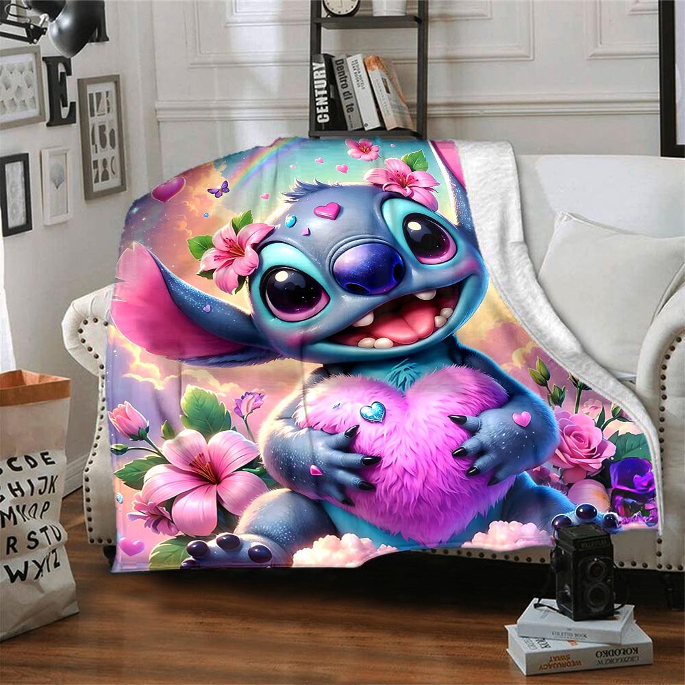 1ks Veselý Stitch deka Lehká flanelová přehoz na pohovku postel cestování kempování obývací pokoj kancelářská pohovka křeslo