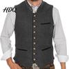 Retro Single Breasted Waistcoat Men Oktoberfest Vest Traditional Costume Waistcoat Stand-Up Collar Button-up Theme Party Vest Gilet Sleeveless