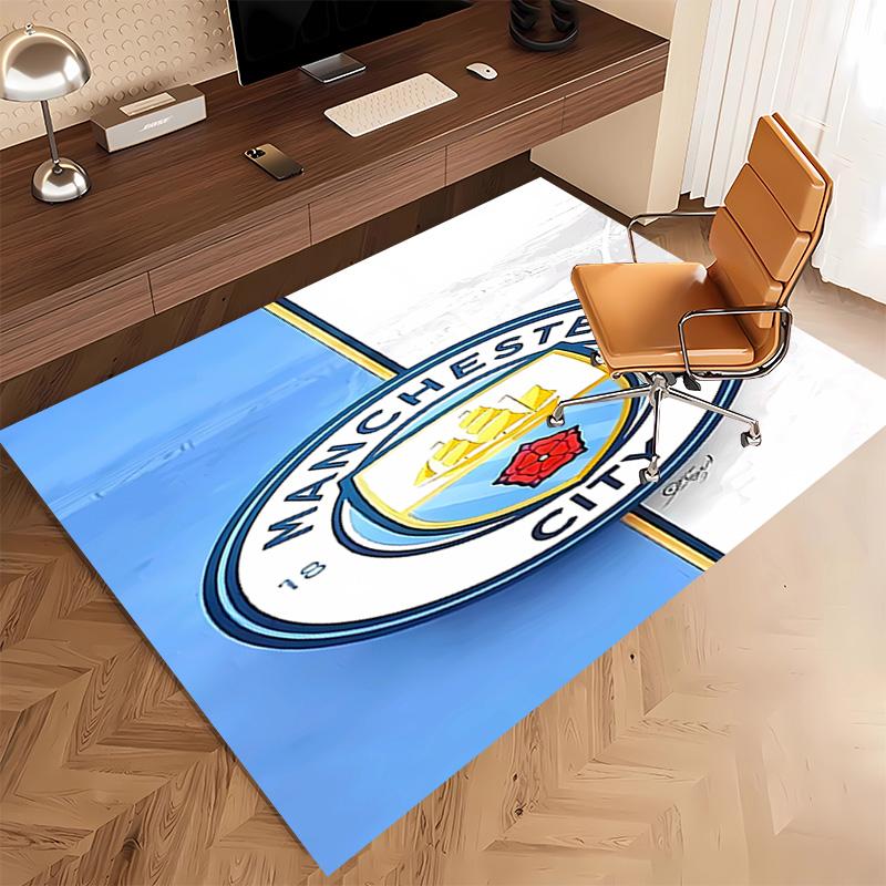 1pc Manchester City Football Club Print Area Rug - Soft, Washable Non-Slip Indoor Mat, Living Room, Home Office Decorative Rug,Office Decorative