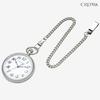 CREPHA Men's Pocket Watch, Japanese Movement, 50mm, Simple Design, Battery-Operated, Stainless Steel, Analog, White Dial, Silver