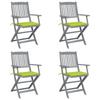 Day and Night - Day and Night Folding Garden Chairs 4 Pcs Cushions Solid Acacia Wood