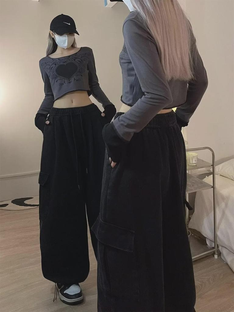 High Street Dopamine Dark Blue Unisex Wide-Leg Overalls - Thickened and Loose Fit for Autumn/Winter Casual Trend