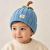 Modische Weiche Baby-Strickmütze Bündchenstil Elastisch Kürbis Kleinkind Mütze Cartoon-Design Garn Säuglingsmütze Neugeborenes Baby