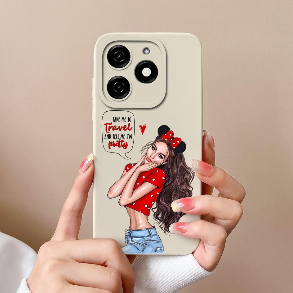 For Tecno Pova 6 Pro 5G Pop 8 Spark 20C 20 Itel A70 A18s Phone Cover Case Fashion Girls Boy High Quality Shockproof Soft Liquid Silicone Shell Housing