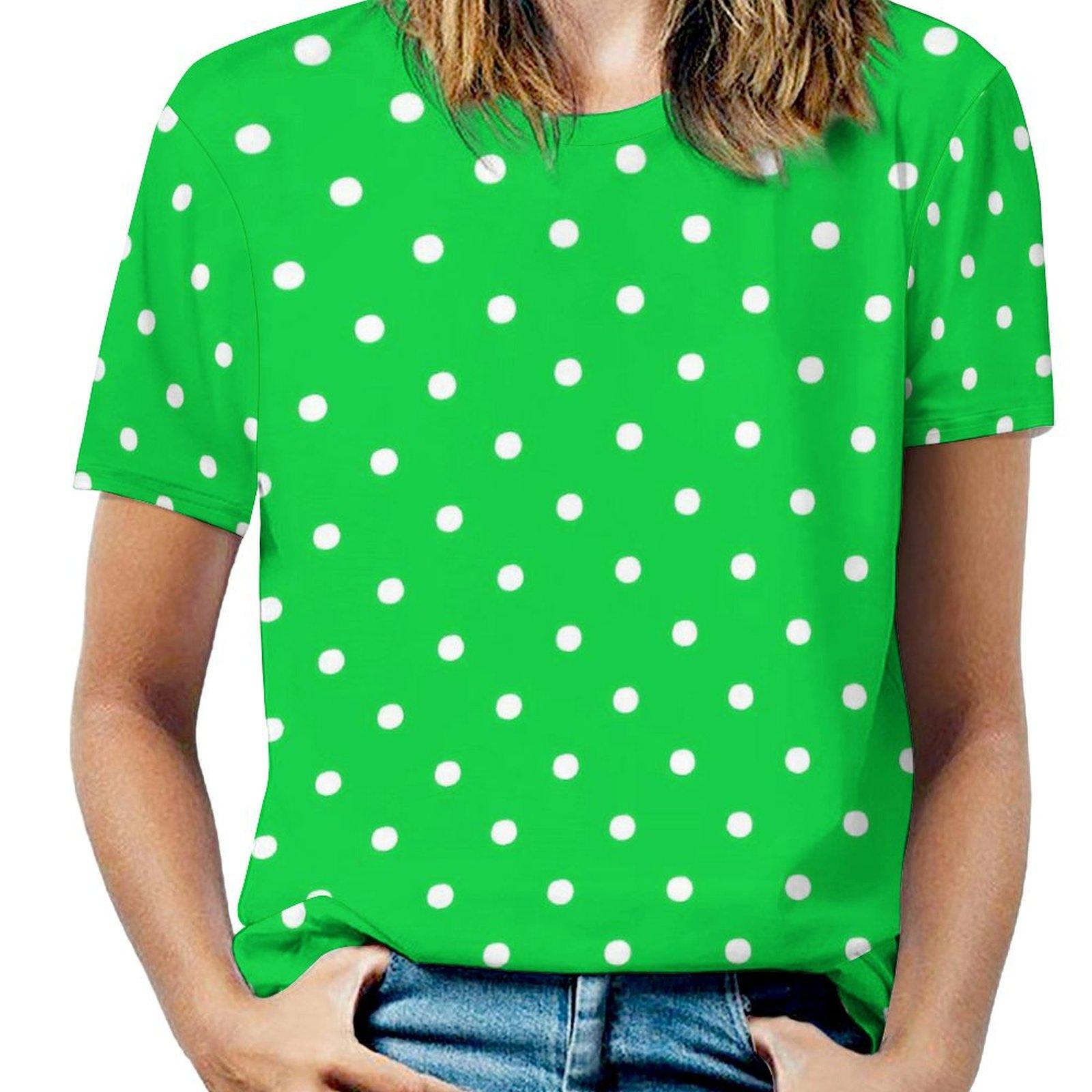 

Чорно-білий горошок футболка з круглим вирізом у ретро-стилі з коротким рукавом, жіноча пляжна футболка з коротким рукавом, топи 8XL