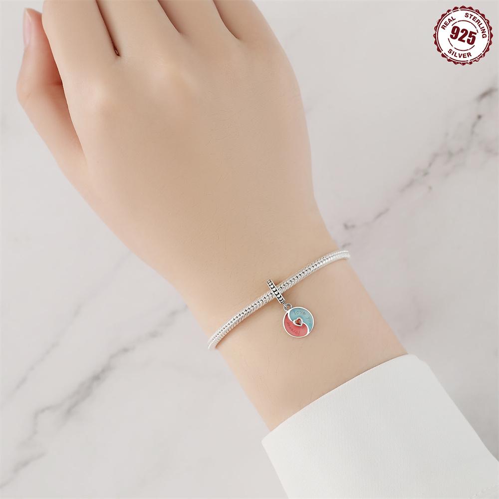 Beads Copper Charms Original Love Circular Pendant Beads Fit Bracelet Jewelry Diy Women Fine Gift Accessory