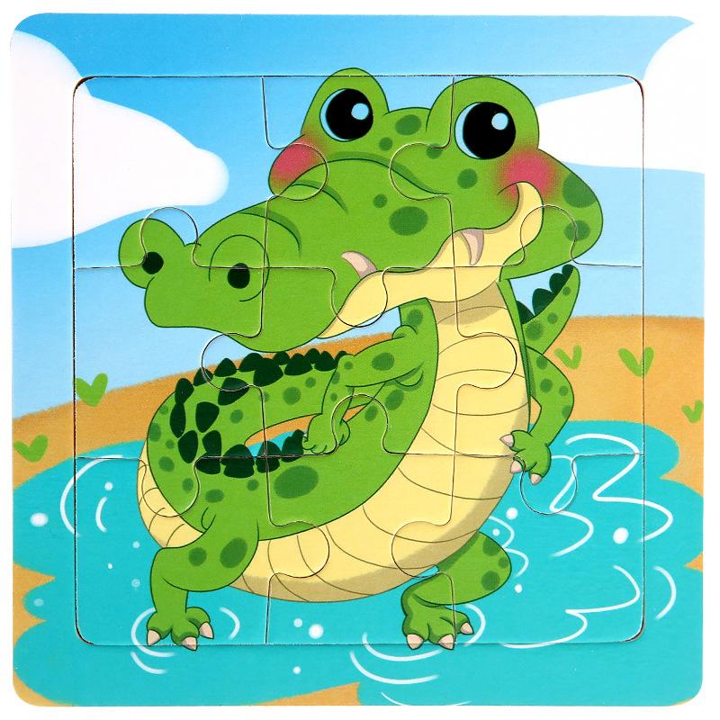 11cm Children Wooden Jigsaw Puzzle Games Cartoon Animal Vehicle Pattern Wooden 3d Puzzle Montessori Educational Toys