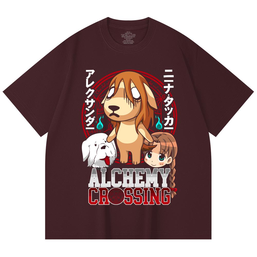 

230 Gsm 100% Cotton Fullmetal Alchemist V5 Alchemy Crossing Print Unisex Heavy Cotton T Shirt 2XL